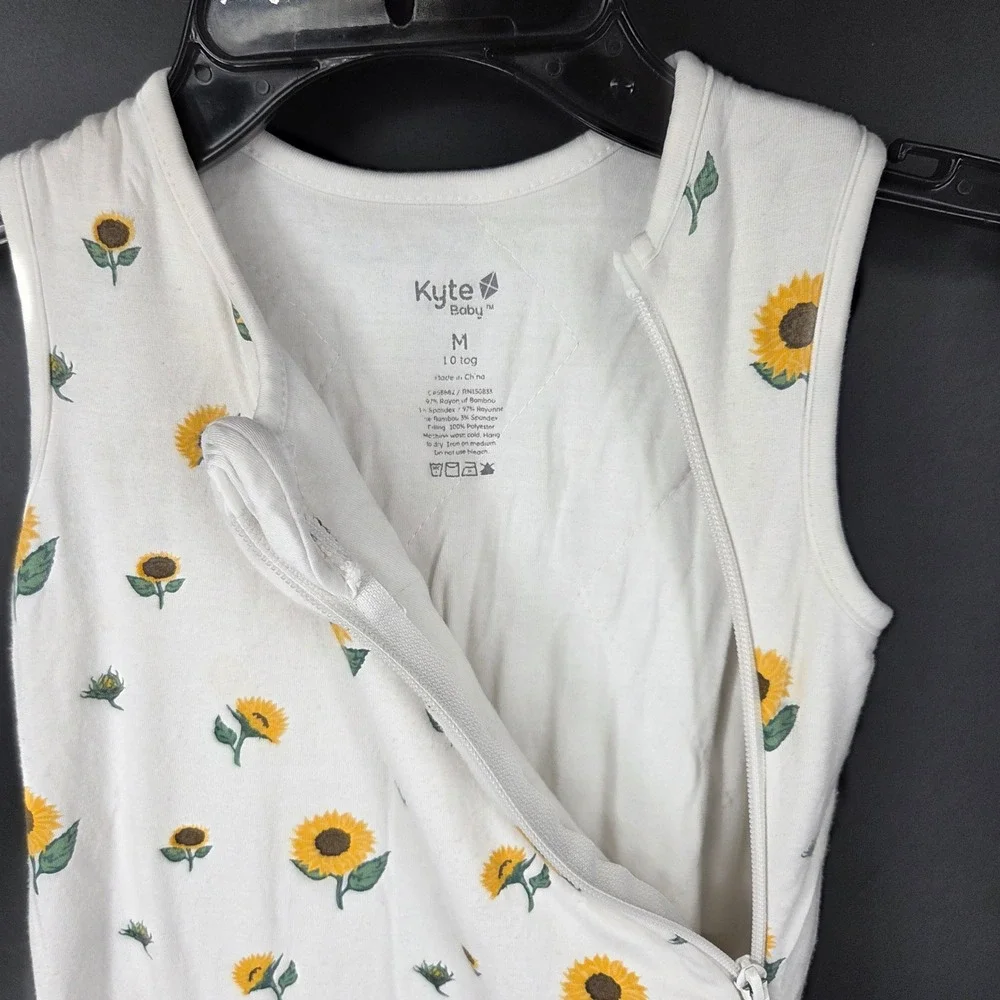 Kyte Baby Sunflower Bamboo Sleep Bag 1.0 TOG Size Medium White Yellow Floral